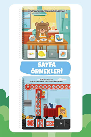 Tak-çıkar Cırt Cırtlı Minik Ayı ile İnşaat Aktivite Kitabı 44 Adet Cırt, Okul Öncesi Eğitim Kitabı