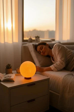 Ay Küre Masa Lambası 17.4 cm Dekoratif Gece Lambası Gün Işığı LED Ampul Dahil