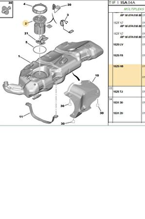 Depo Şamandırası 206 306 406 Partner Berlingo Xsara (ERA775050A-1525.H8)