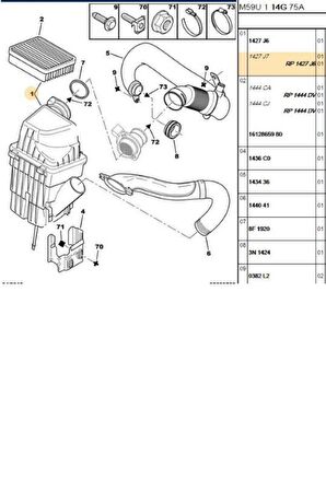 Hava Filtre Kutusu Partner Berlingo DW10 (1427.J6)