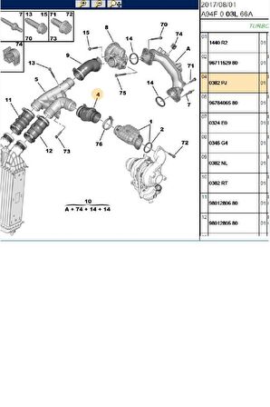 Turbo Ara Hortumu C3 C4 C-elysee Berlingo 207 208 301 308 Partner Tepee (17288-0382.PJ)