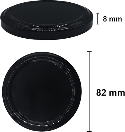Afracam 425 ml Metal Siyah Kapaklı Şeffaf Cam Kavanoz 10 Adet