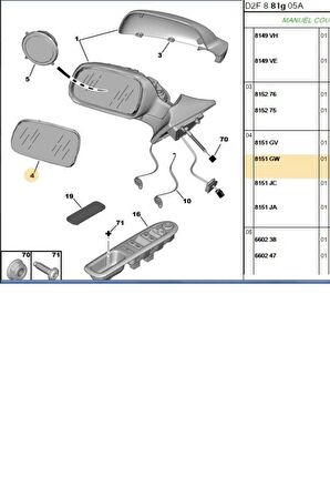 Sağ Ayna Cam 407 (8151.GW-2611631002)