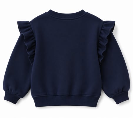 Kız Çocuk Big Love Kalp Baskılı Sweatshirt | Omuzları Fırfırlı | 3–9 Yaş | RG1793