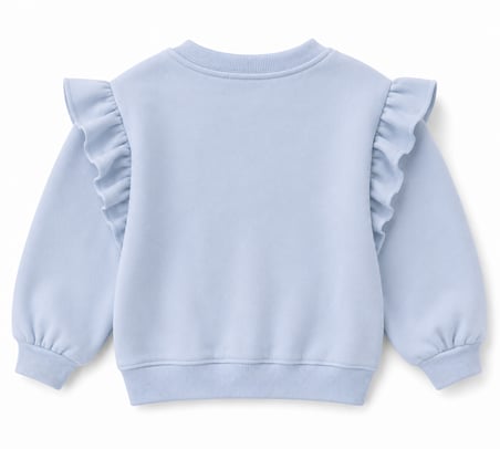 Kız Çocuk Big Love Kalp Baskılı Sweatshirt | Omuzları Fırfırlı | 3–9 Yaş | RG1793