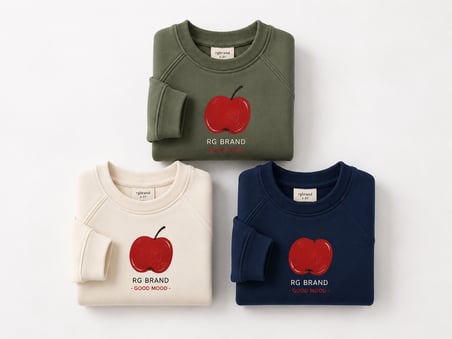 Çocuk Elma Figürlü Raglan Sweatshirt | 3–9 Yaş | 3 Renk | RG1794