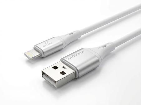 USB A-Lightning Şarj Kablosu, 1Metre, 3.1A Hızlı Şarj, Beyaz/Gümüş Metal, Wahoo (1Ad x 1Metre Beyaz)