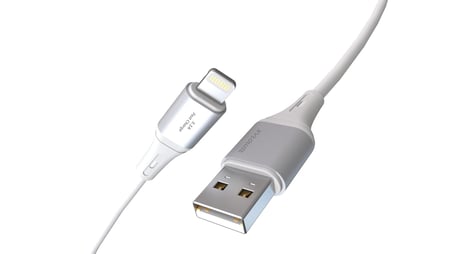 USB A-Lightning Şarj Kablosu, 1Metre, 3.1A Hızlı Şarj, Beyaz/Gümüş Metal, Wahoo (1Ad x 1Metre Beyaz)