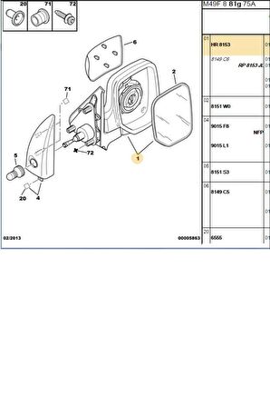 Sağ Ayna Mekanik Partner Berlingo 96>08 (E0416-8153.HR)