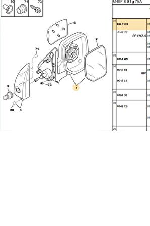 Sağ Ayna Mekanik Partner (M0122237-8153.HR)