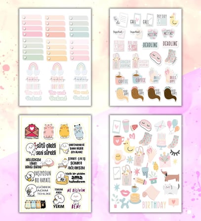 Girl Power My DIY Sticker Book 24 * 17 cm 16 Sayfa Özel Tasarım Rengarenk Sticker Kitabı