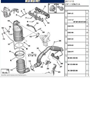 Egzoz Manifold Contası 307 308 407 508 Expert C4 C5 Jumpy DW10 (0349.J2-RYL637020)