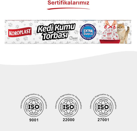 Büzgülü Kedi Kumu Poşeti 7'li Set, 82x50 cm Extra Güçlü Büzgülü Kolay Bağlama, Pratik Sızdırmaz Kullan-At Torbası, Kedi Tuvalet Kabına Uygun, Hijyenik Temizlik Sağlayan Kedi Kumu Torbası