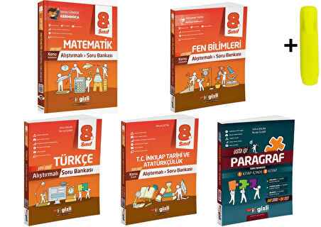 Gizli Yayınları 8. Sınıf LGS Matematik Fen Türkçe İnkılap Paragraf Alıştırmalı Soru Bankası Seti