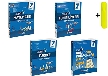 Gizli Yayınları 7. Sınıf Matematik Fen Türkçe Paragraf Usta İşi Soru Bankası Seti