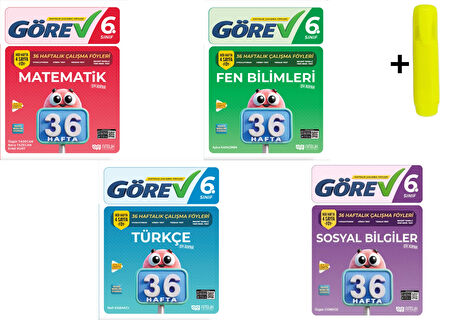 Nitelik 6.Sınıf Görev Matematik Fen Türkçe Sosyal 36 Haftalık Çalışma Föyleri