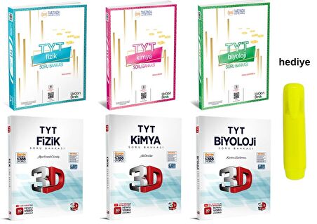 3D ve Üçdörtbeş TYT Fen Bilimleri Soru Bankası Seti 6 Kitap