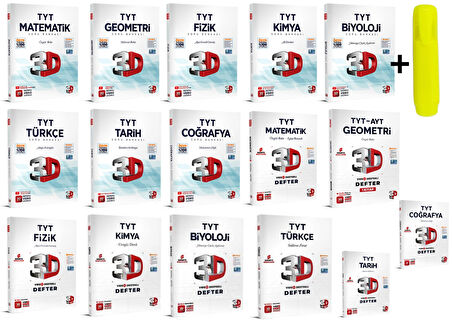 3D Yayınları TYT Tüm Dersler Defter Soru Seti 16 Kitap