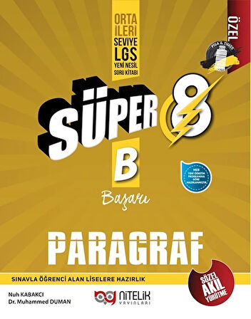 Nitelik Yayınları 8. Sınıf Türkçe (A) (B) Paragraf Beceri Temelli Soru Kitabı Seti Yeni