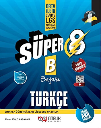 Nitelik Yayınları 8. Sınıf Türkçe (A) (B) Paragraf Beceri Temelli Soru Kitabı Seti Yeni