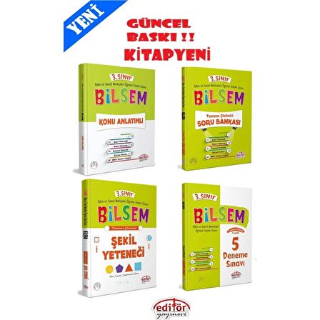 Editör 3. Sınıf Bilsem Hazırlık Kitapları 4 Lü Set Konu Soru Deneme Şekil