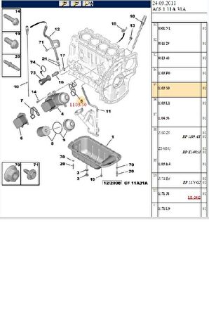 Yağ Filtre Gövde Contası DV4 DV6 206 207 307 Fiesta Focus (1103S0-BPE259007-İBR17399)
