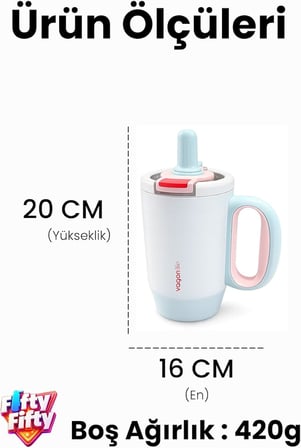 680 ML Tek Kapak Çift Kullanım Pipetli Rahat İçim Kulplu Paslanmaz Çelik Termos Mug FFVGN1113-680ML Mor
