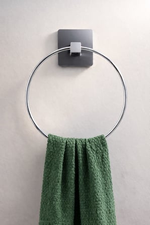 Yapışkanlı Krom Halka Havluluk Duvar Tipi Delme Gerektirmez Banyo Havlu Askılığı S-102 KTK