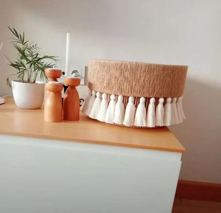 30 cm Hasır Görünümlü Dekoratif Sarkıt Avize – Modern Antre Salon Yatak Odası Avizesi E27