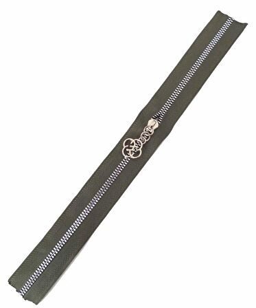 Başlıklı Fermuar 30 cm Gümüş Metal Haki