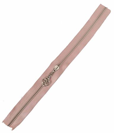 Başlıklı Fermuar 30 cm Gümüş Metal Pudra