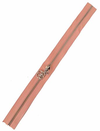 Başlıklı Fermuar 40 cm Gümüş Metal Somon
