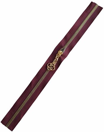 Başlıklı Fermuar 30 cm Light Gold Metal Bordo