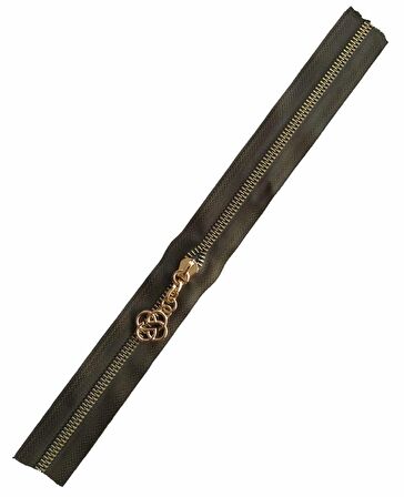 Başlıklı Fermuar 30 cm Light Gold Metal Haki
