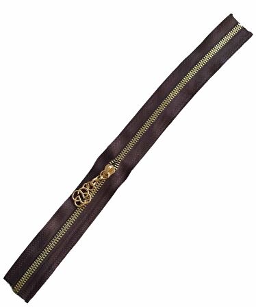 Başlıklı Fermuar 30 cm Light Gold Metal Koyu Kahve