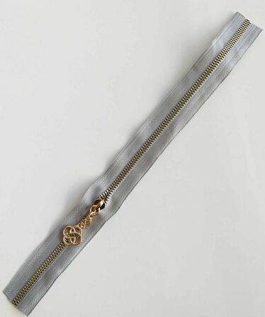 Başlıklı Fermuar 40 cm Light Gold Metal Açık Gri
