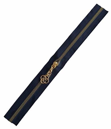 Başlıklı Fermuar 40 cm Light Gold Metal Lacivert