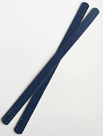 35x2 Cm Gerçek Deri Çift Sap Lacivert