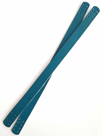 35x2 Cm Gerçek Deri Çift Sap Turkuaz