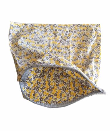 28x28 cm Dikilmiş Fermuarlı Astar Sarı Çiçek Desen