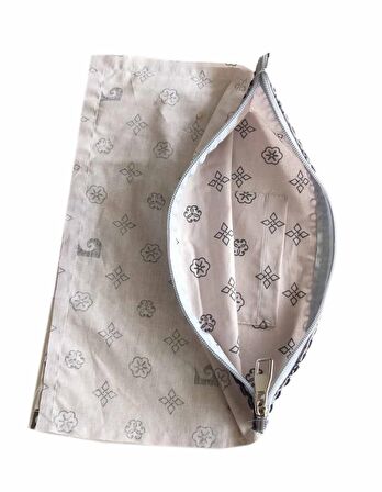 20x30 cm Dikilmiş Fermuarlı Astar Sütlü Kahve PC desen