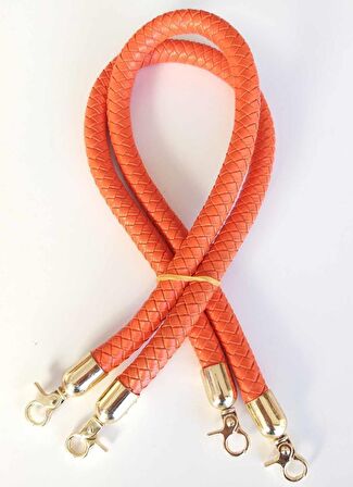 Örme Çanta Sapı Uzun Turuncu Renk Light Gold Metal