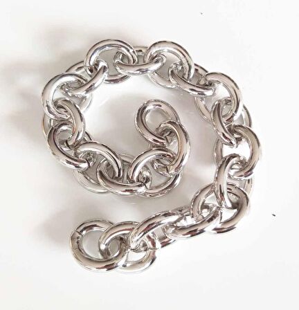 Gümüş Renk Oval Çanta Zinciri  6mm 23x28 (35 cm)