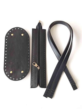 Sap Taban Fermuar Seti Siyah