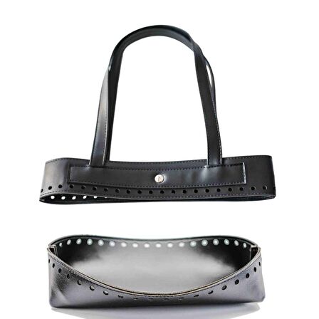 Suni Deri İkili Çanta Aparatı Siyah Renk