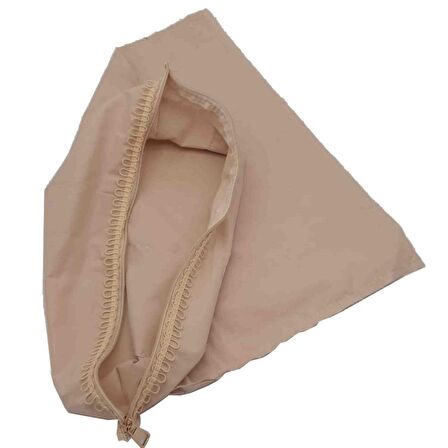 Bej Renk 45x45 cm, Dikilmiş Halde, Fermuarlı  Astar