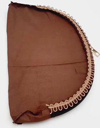 D Model 30x20 cm Dikilmiş Fermuarlı Astar Koyu Kahve Renk