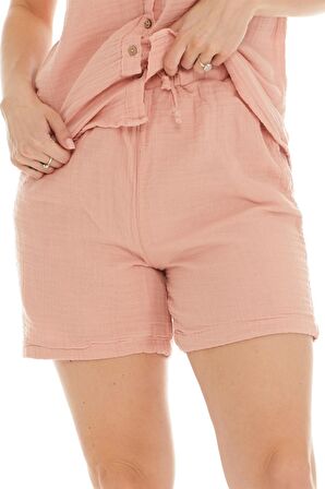 Müslin Pudra Bağlamalı Şort 