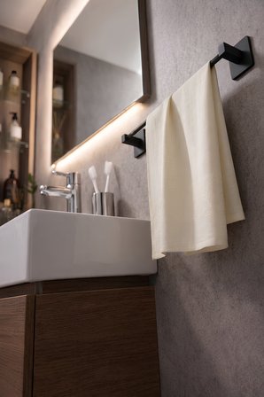 Yapışkanlı Siyah Uzun Havluluk Duvar Tipi Delme Gerektirmez Banyo Havlu Askılığı S-101 KTS