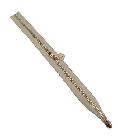 Tek Stoplu  45 Cm Fermuar Light Gold Metal Bej